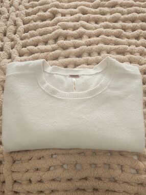 Free People White Cozy Knit Top